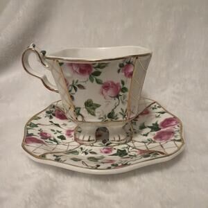 Vintage Crown Dorset Staffordshire, England Beautiful Floral Tea Cup And Saucer